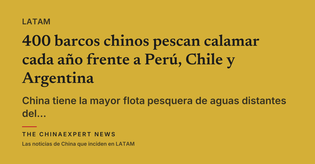 400 barcos chinos pescan calamar cada año frente a Perú, Chile y Argentina
